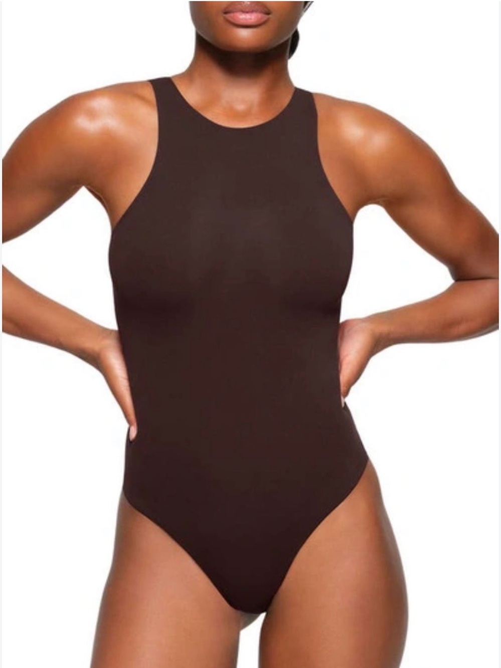 SKIMS Sleeveless High-Neck Bodysuit in Espresso